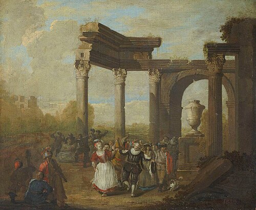 Masked dance near Roman ruins, 1500, Jan Frans van Bredael