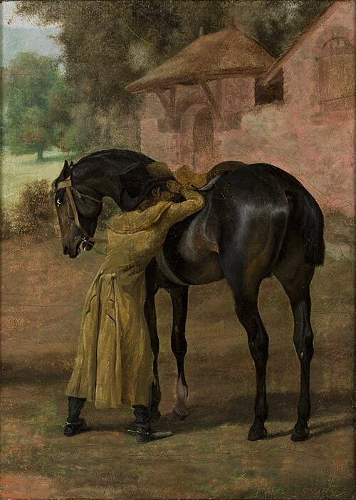 Stableman Saddling a Horse, 1826, Henryk Zabiełło