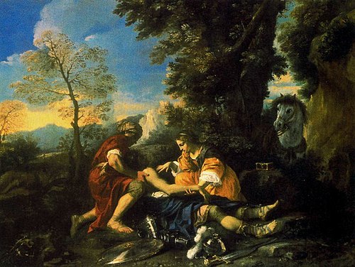 Tancrède secouru par Herminie et Vafrin après le combat d'Argante, 1662, Pier Francesco Mola