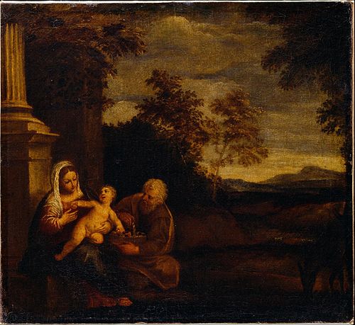 Repos de la Sainte Famille pendant la fuite en Égypte, 1650, Pier Francesco Mola