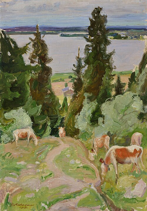 Cows in Väisälänmäki, 1918, Pekka Halonen