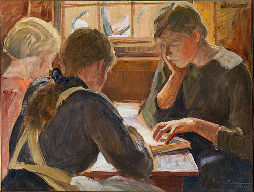 Children reading, 1916, Pekka Halonen