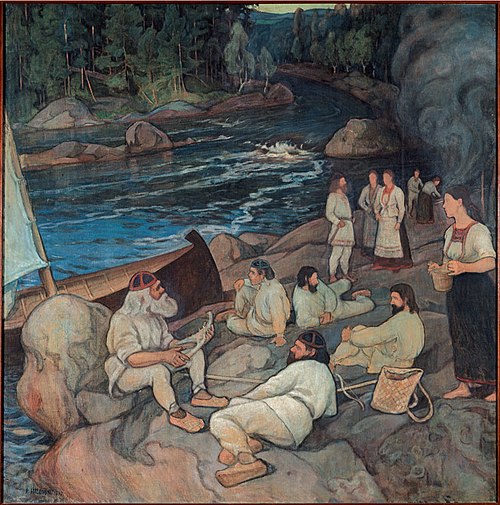 Väinämöinen playing, 1897, Pekka Halonen