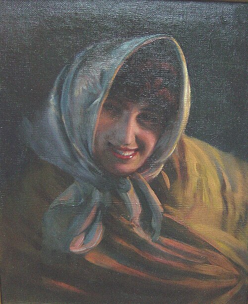 Girl with Shawl and Headscarf, 1910, Manuel Cusí i Ferret