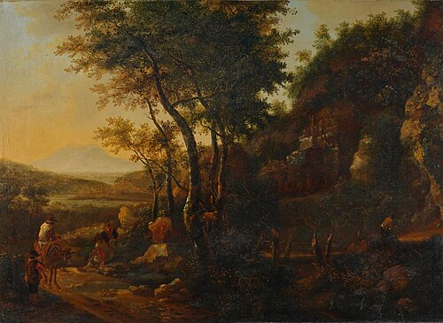 Komponierte Landschaft mit Bauern und Esel, , Johann Balthasar Bullinger