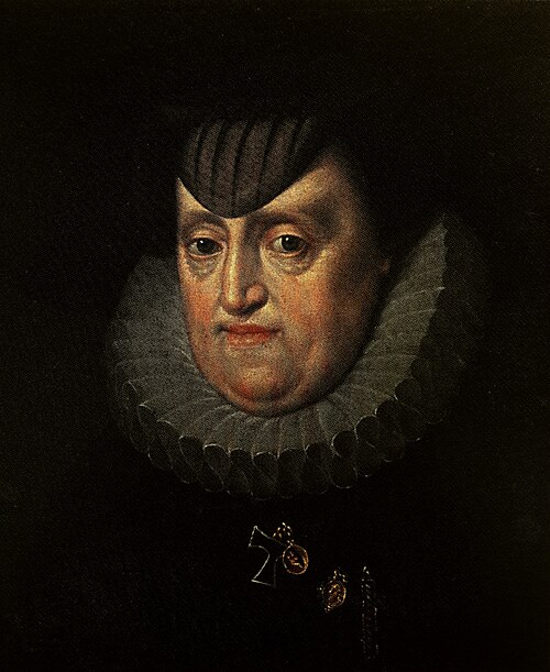 Portrait de archiduchesse Marie-Anne de Bavière (1551-1608) en deuil., 1600, Ottavio Zanuoli