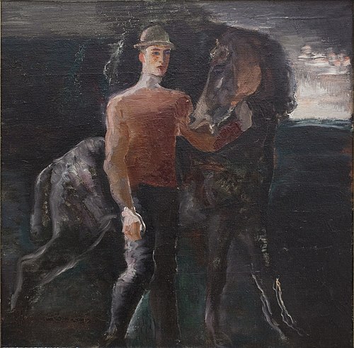 Mann med hest, 1925, Bjarne Ness