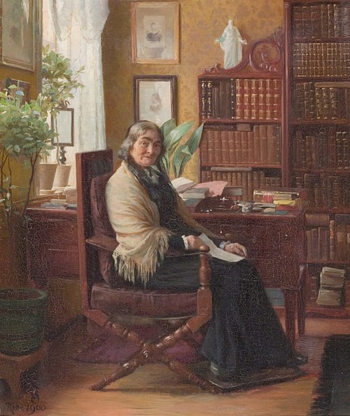 Frk. Daugård i sit hjem i Ribe, 1900, Carl Thomsen