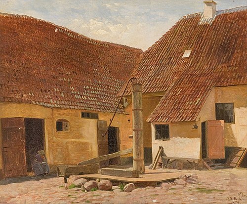 Une ancienne ferme à Stubbekøbing, 1874, Carl Thomsen