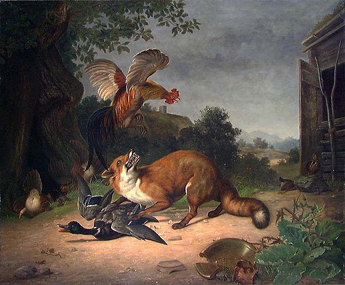 Fox in the Poultry Yard, 1860, Christian August Printz