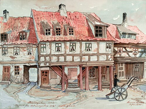 Teatergaten No 6 / Tegnet fra Akersgaten No 61 indre gård, 1940, Hans Henrik Sartz Backer