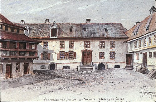 Gaardsinteriör fra Storgaten No 12 "Schougaarden", 1930, Hans Henrik Sartz Backer