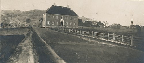 Kaptein Jörgen Coldevin Rosenvinges gård på Kalvskinnet, 1821, Johannes Finne Rosenvinge
