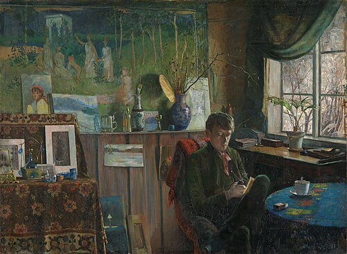 At the Window. Portrait of the Artist Kalle Løchen, 1887, Karl Gustav Jensen-Hjell