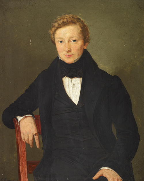 Portrait of a young man in a black dress., 1835, Louis Auguste François Aumont