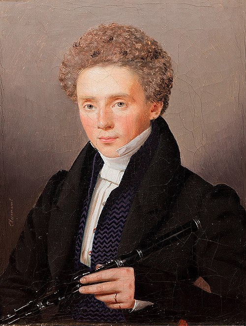 Portrait of flutist Niels Petersen (1801-1851), 1830, Louis Auguste François Aumont