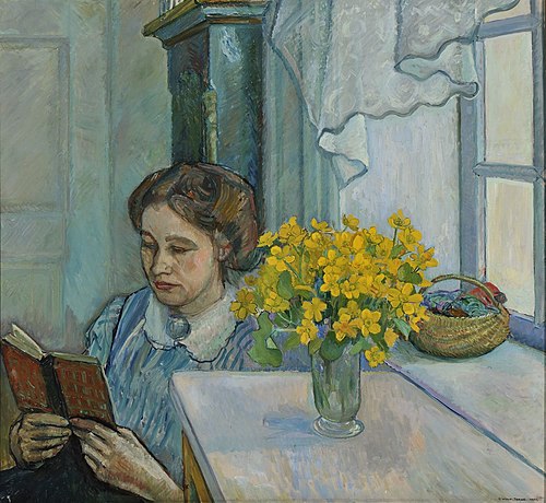 Lydia is reading, 1914, Oluf Wold-Torne
