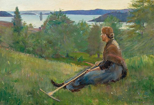 Agna with the rake, 1892, Oluf Wold-Torne