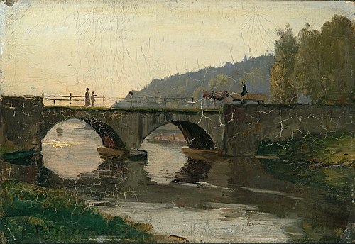 Den gamle Lysakerbroen, 1860, Peder Cappelen Thurmann