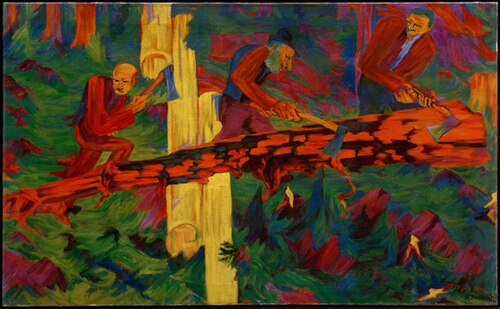 Woodcutter in the forest, 1920, Philipp Bauknecht