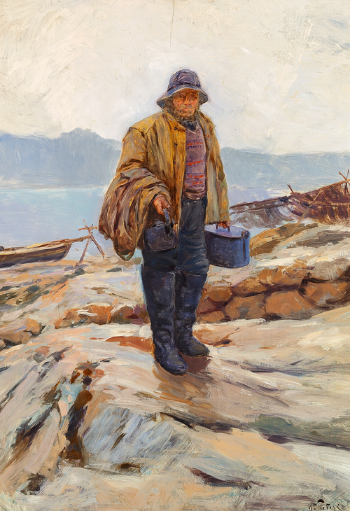 En fisker i den norske skærgård.en=Norwegian fisherman., 1902, Wilhelm Peters