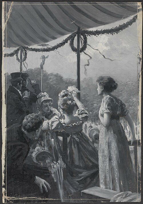 "... hun ønsker, han skal vinde, op ifra sit Sæde staaer...", 1894, Wilhelm Peters