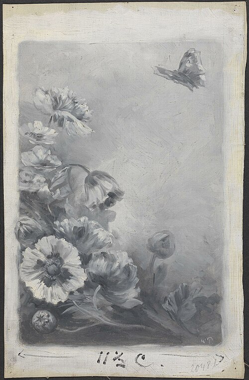 Blomster og sommerfugl, 1894, Wilhelm Peters