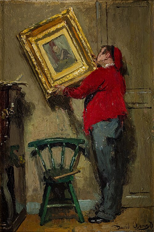 Het ophangen van een schilderij, 1873, David Oyens