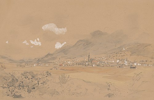 View of a Village below the Mountains, 1875, Jan Novopacky