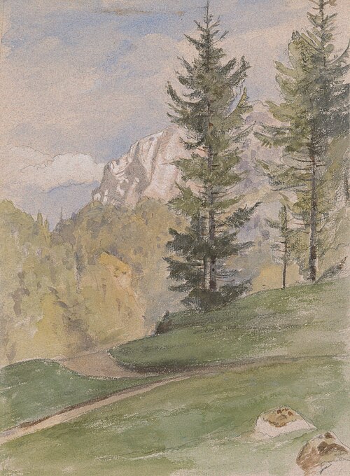 Mountain Landscape with Coniferous Trees, 1855, Jan Novopacky