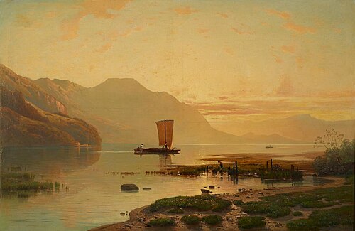 Soirée au bord du lac des Quatre-Cantons, 1869, Auguste Veillon