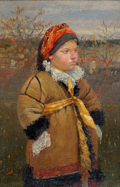 Little girl in fur coat, 1895, Joža Uprka
