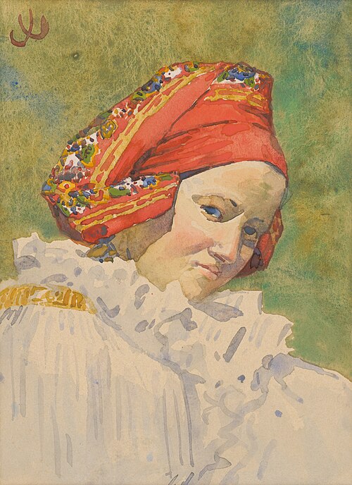 Head of a Moravian Girl, 1920, Joža Uprka