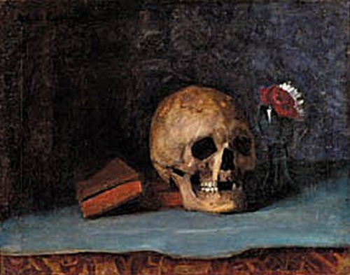 Still life with a scull., 1883, Albert Gottschalk