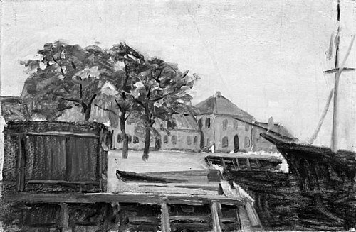Havn i en lille købstad, 1901, Albert Gottschalk