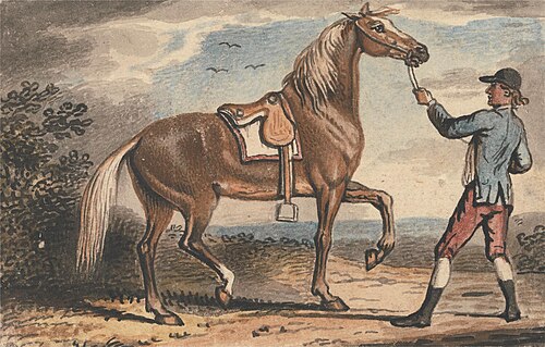 Stable Boy Holding a Horse in a Landscape, , John Collett