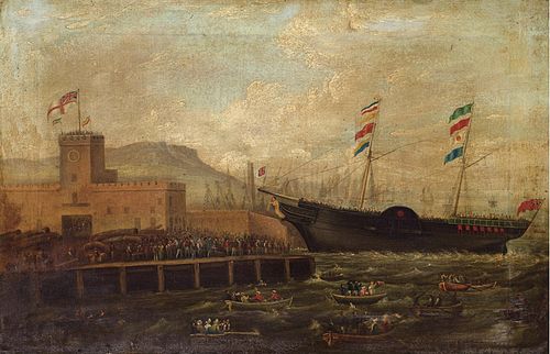 Launch of the Steamship Aurora from Belfast Harbour, 1839, Hugh Frazer