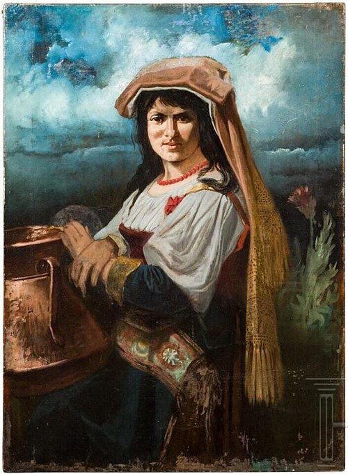 A portrait of an Italian peasant girl, 1850, Hugh Frazer