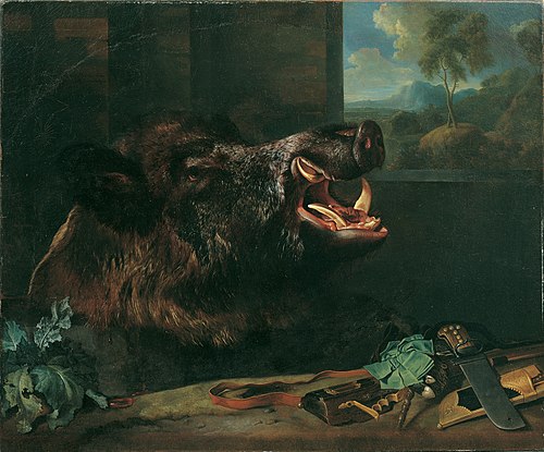 Bird piece, with four different vultures, 1718, Johann Georg Hamilton