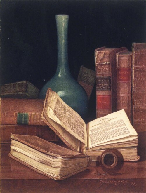 The Bookworm's Table, 1890, Claude Raguet Hirst