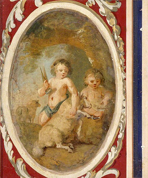 Putti Shearing Sheep, 1795, Julius Ibbetson
