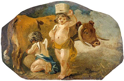 Putti Milking, 1795, Julius Ibbetson