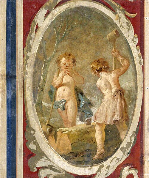 Putti Splitting Timber, 1795, Julius Ibbetson