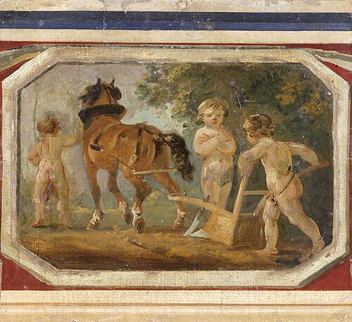Putti Ploughing, 1795, Julius Ibbetson