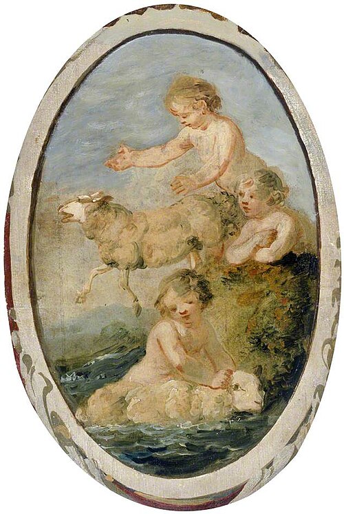 Putti Washing Sheep, 1795, Julius Ibbetson
