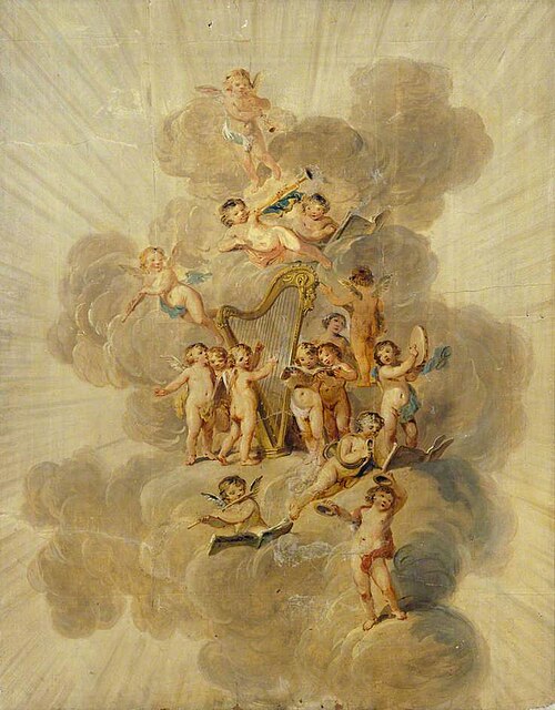 Winged Cherubs with Musical Instruments, 1795, Julius Caesar Ibbetson