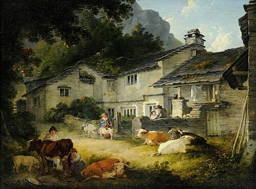 Cottages at Clappersgate near Ambleside, Cumbria, 1803, Julius Ibbetson
