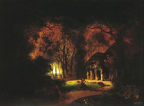 Women Sweeping Leaves at Swinton, North Yorkshire, , Julius Ibbetson