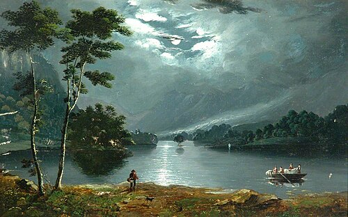 Ferry, Windermere, Looking North and Lake by Moonlight, , Julius Ibbetson