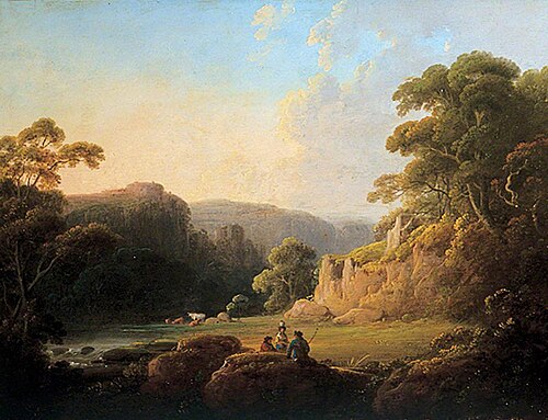 River Scene with Figures, , Julius Ibbetson